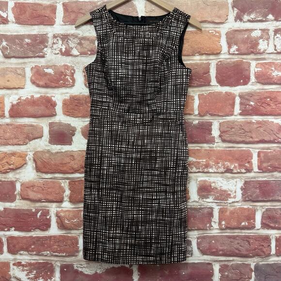 The Limited Women's Dress 4 Brown White Plaid Abstract Casual Career Zip Up - Picture 6 of 8